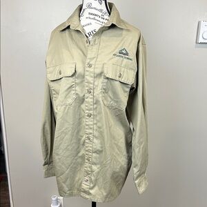 Carhartt khaki long sleeve uniform work shirt men’s size medium embroidered
